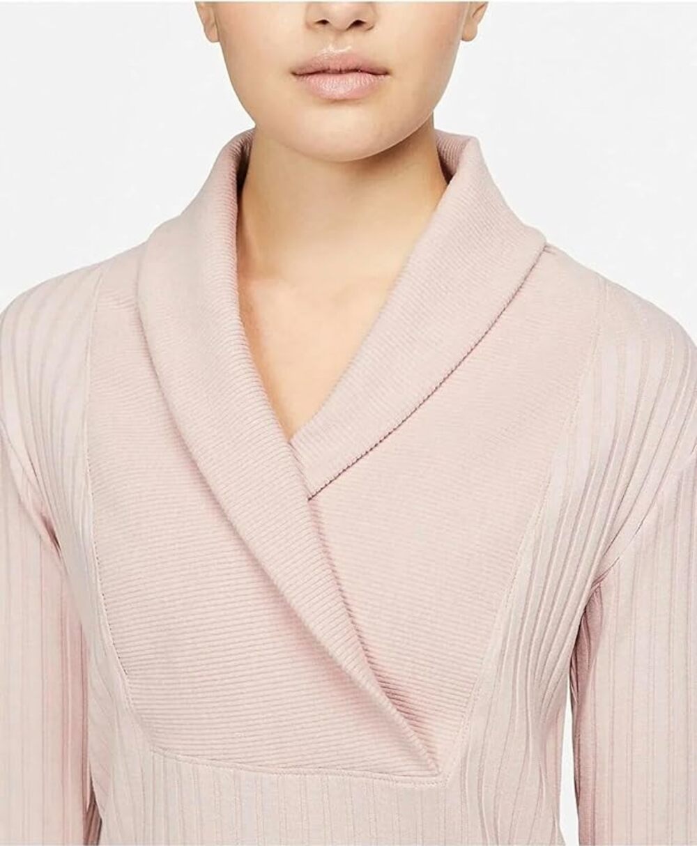 NEW Nike Yoga Shawl Neck Ribbed Cover Up Top Size XS Athleisure Ballet Cozy